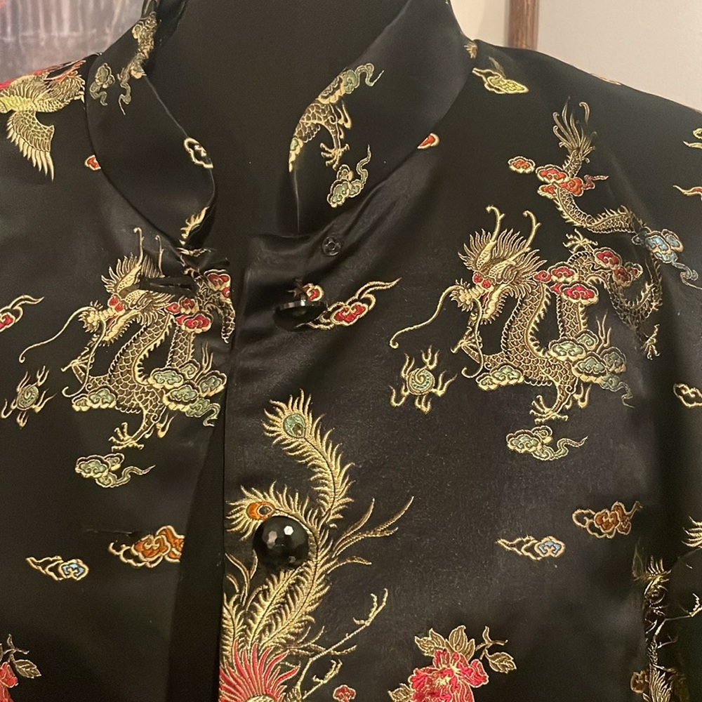 Vintage embroidered silk blend jacket size XL - Picture 3 of 5